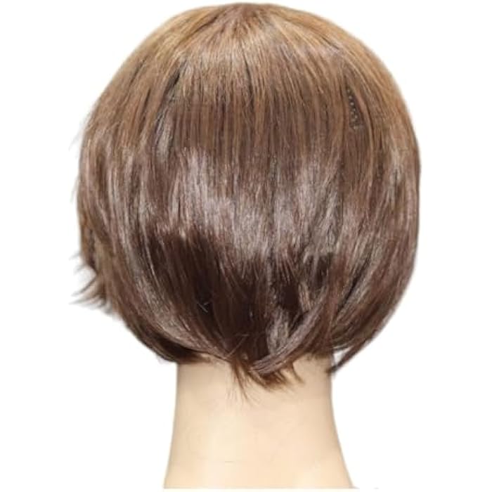 DILLARDS Short Brown Layered Synthetic Wig, Side-Swept Bangs, Textured Cut - Image 3